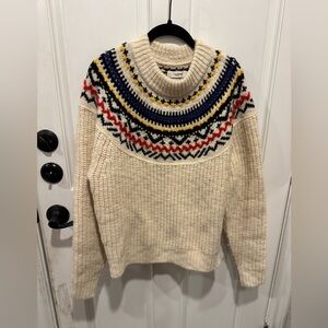 Cozy Cream Patterned Turtleneck Sweater